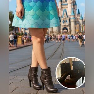 Enzo ANGIOLINI Dark Brown Leather High Heel Boots Women 7.5M